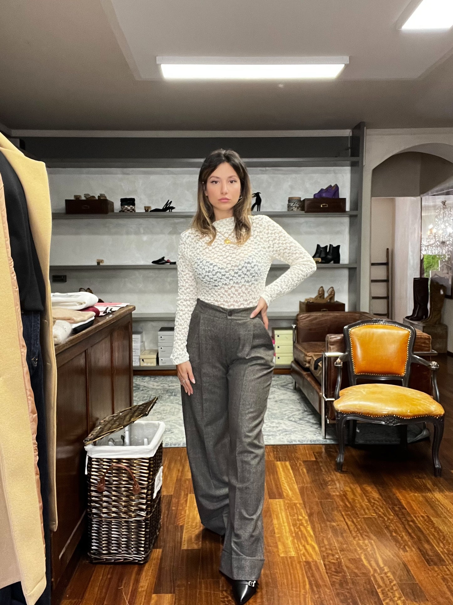 Lokita - pantalone palazzo pied de poule