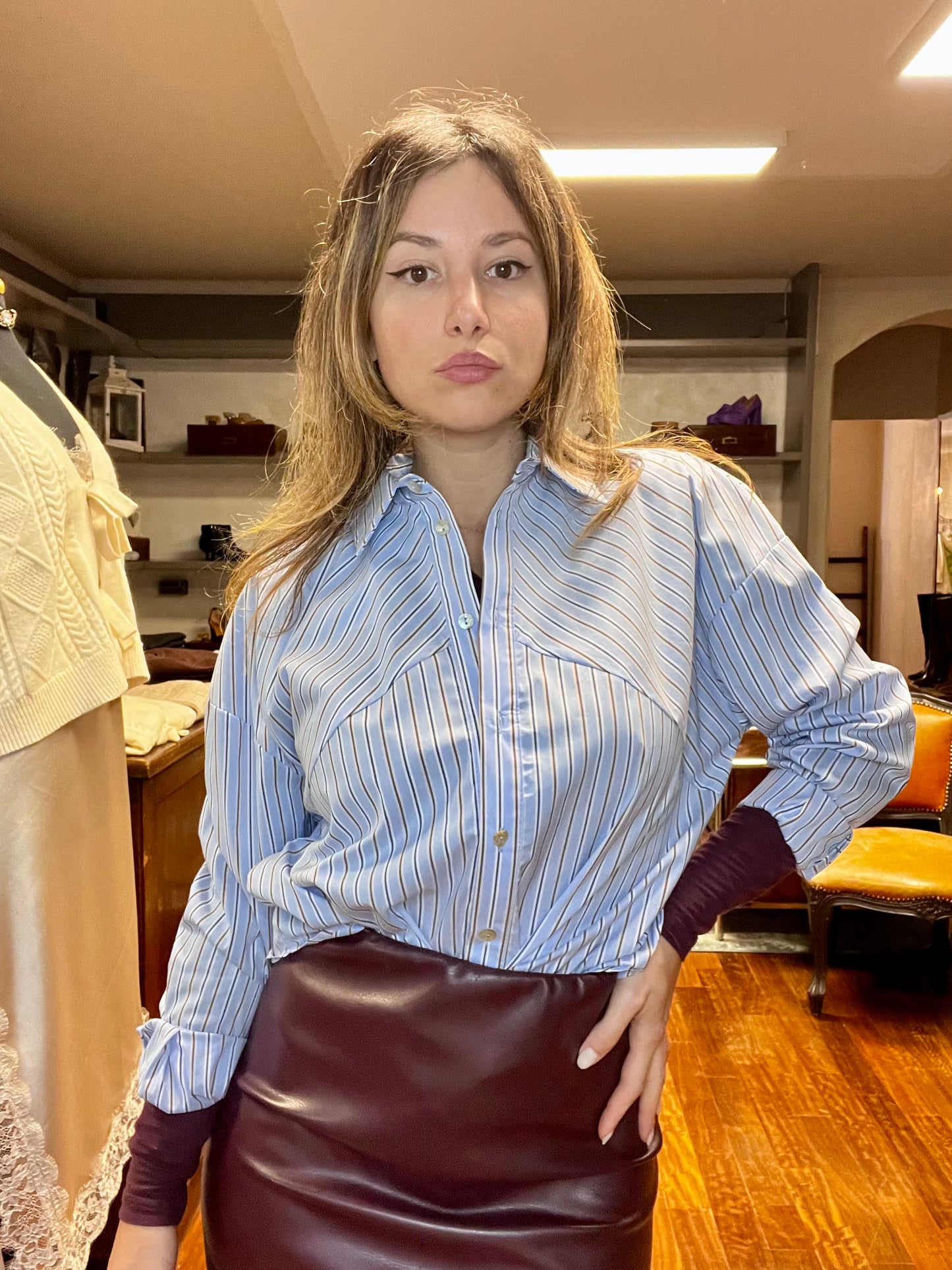 Lokita- camicia over righe