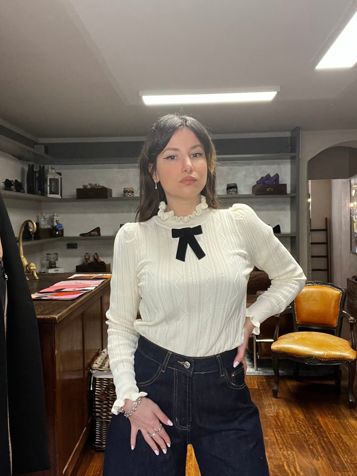 Wendy half beck bow sweather - Galleria 77