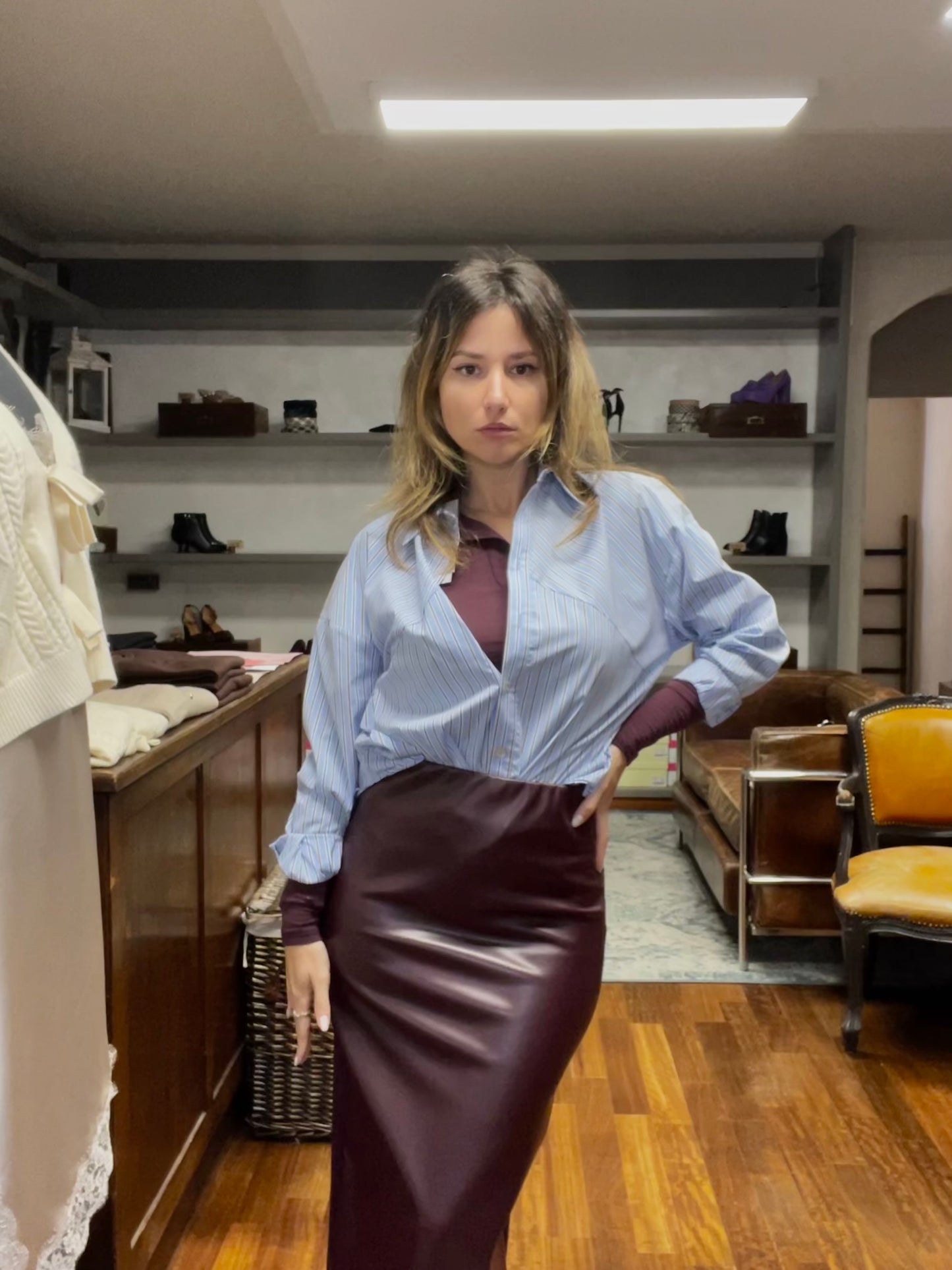 Lokita- camicia over righe