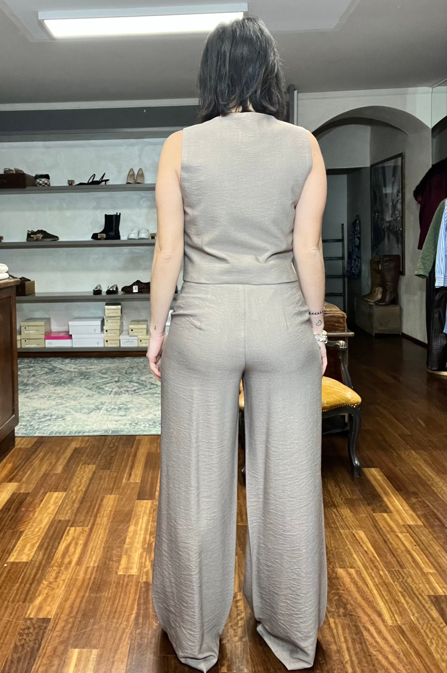 Lokita-pantalone dritto misto viscosa - Galleria 77