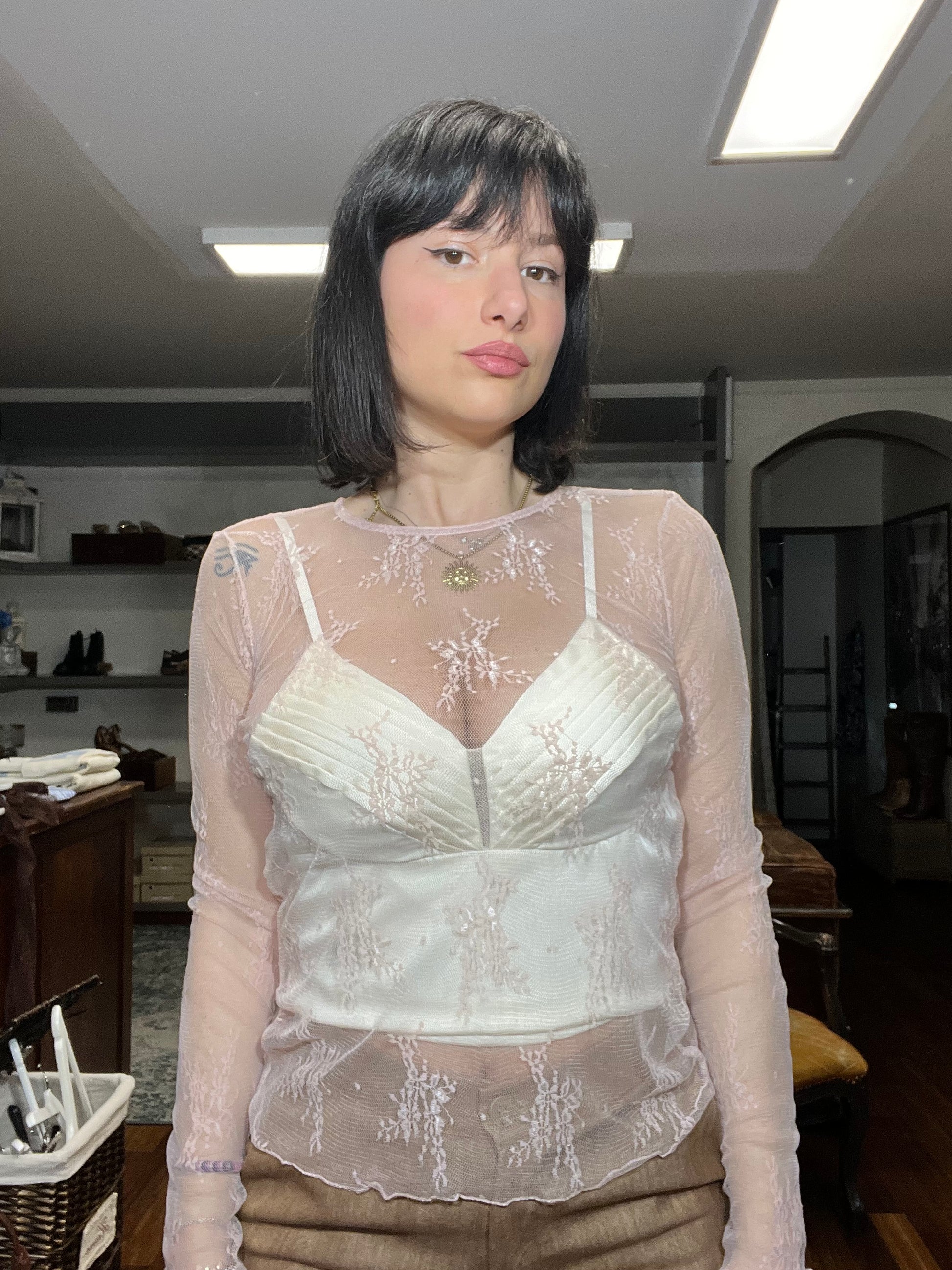 Lokita-top in pizzo trasparente - Galleria 77
