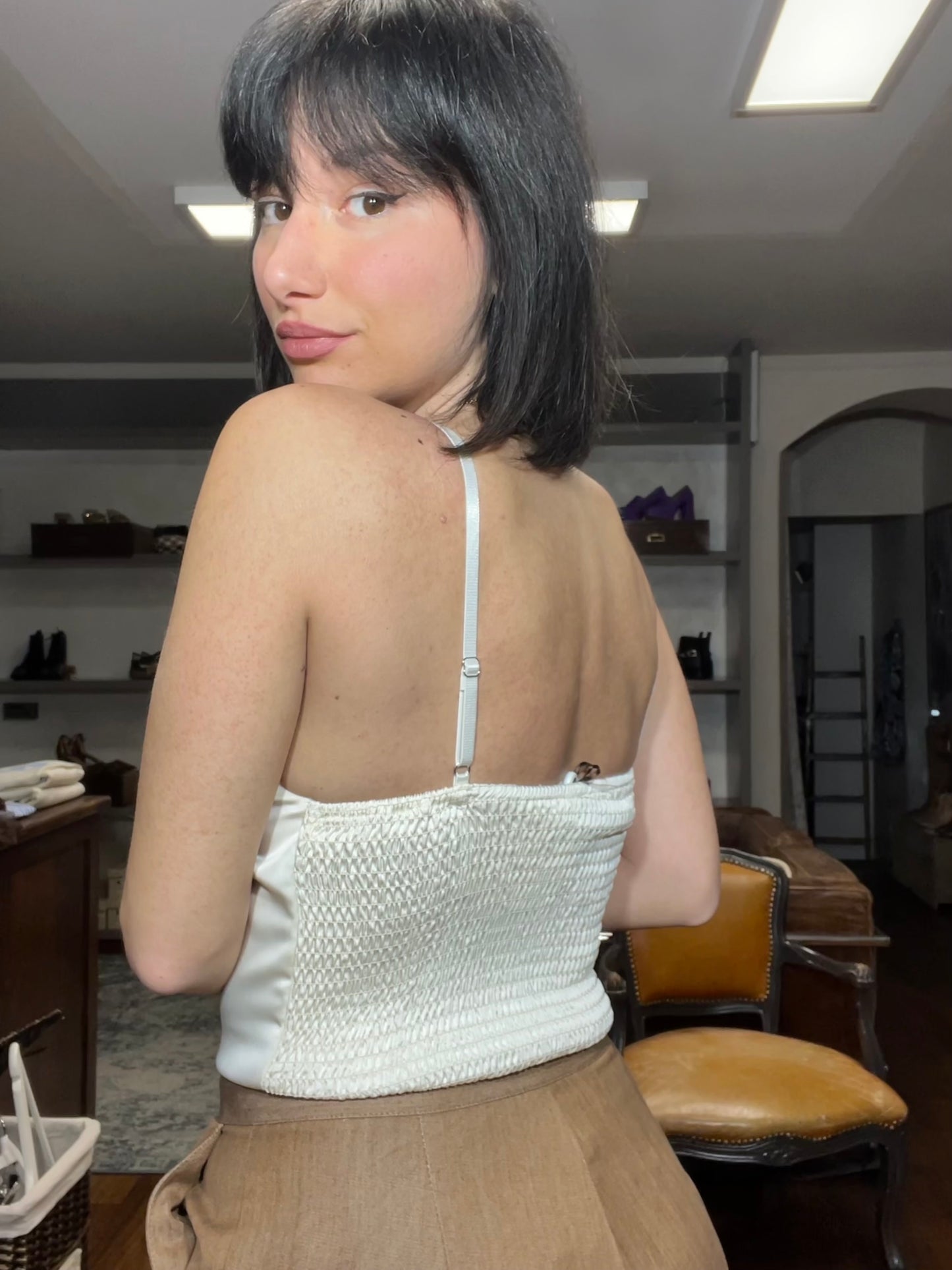Lokita- top corsetto in raso - Galleria 77