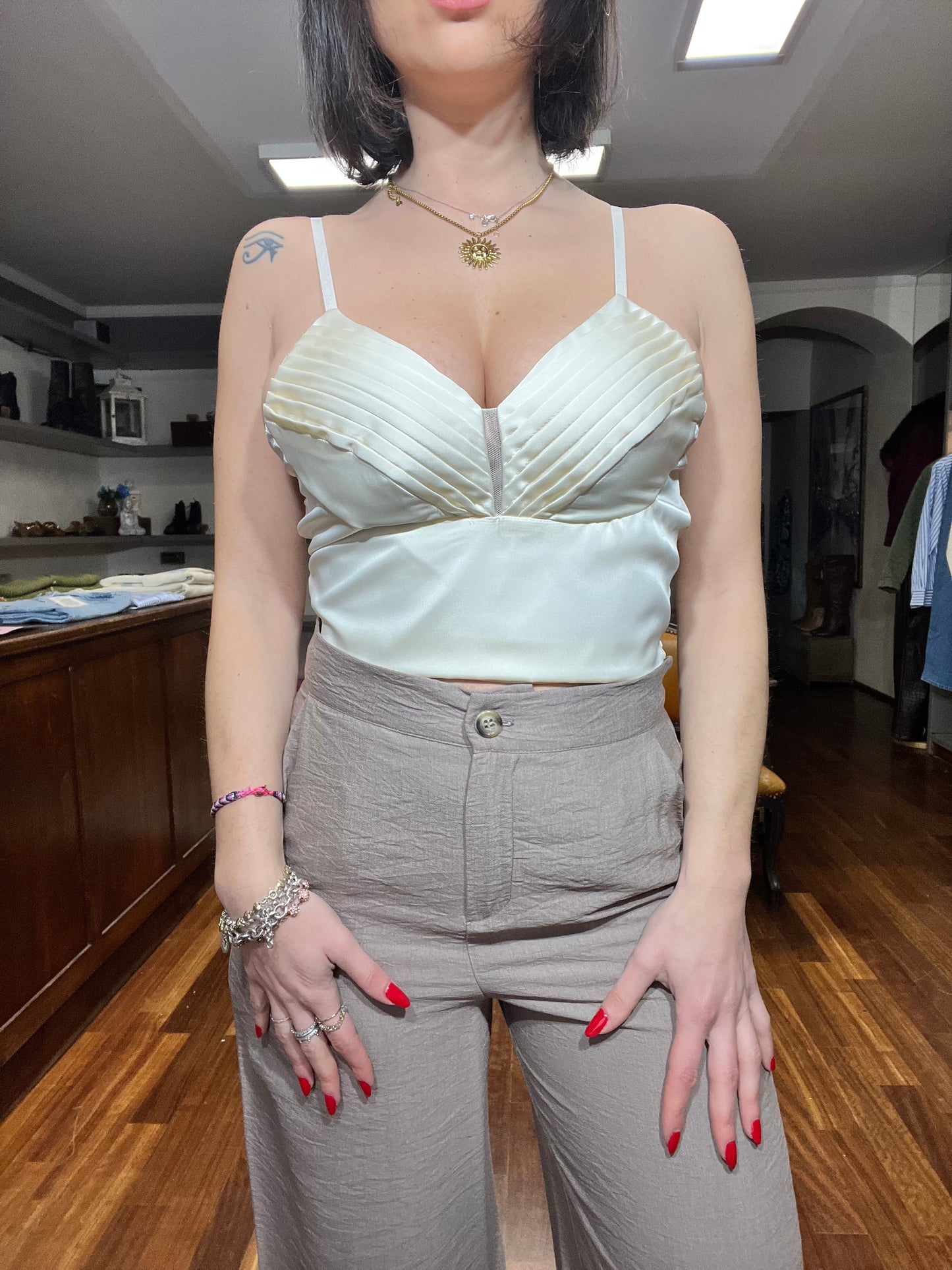 Lokita-pantalone dritto misto viscosa - Galleria 77