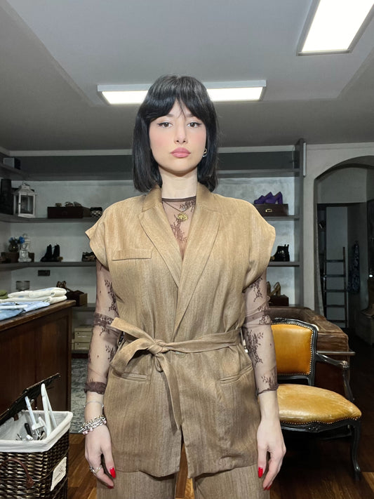 Lokita - giacca smanicata effetto denim