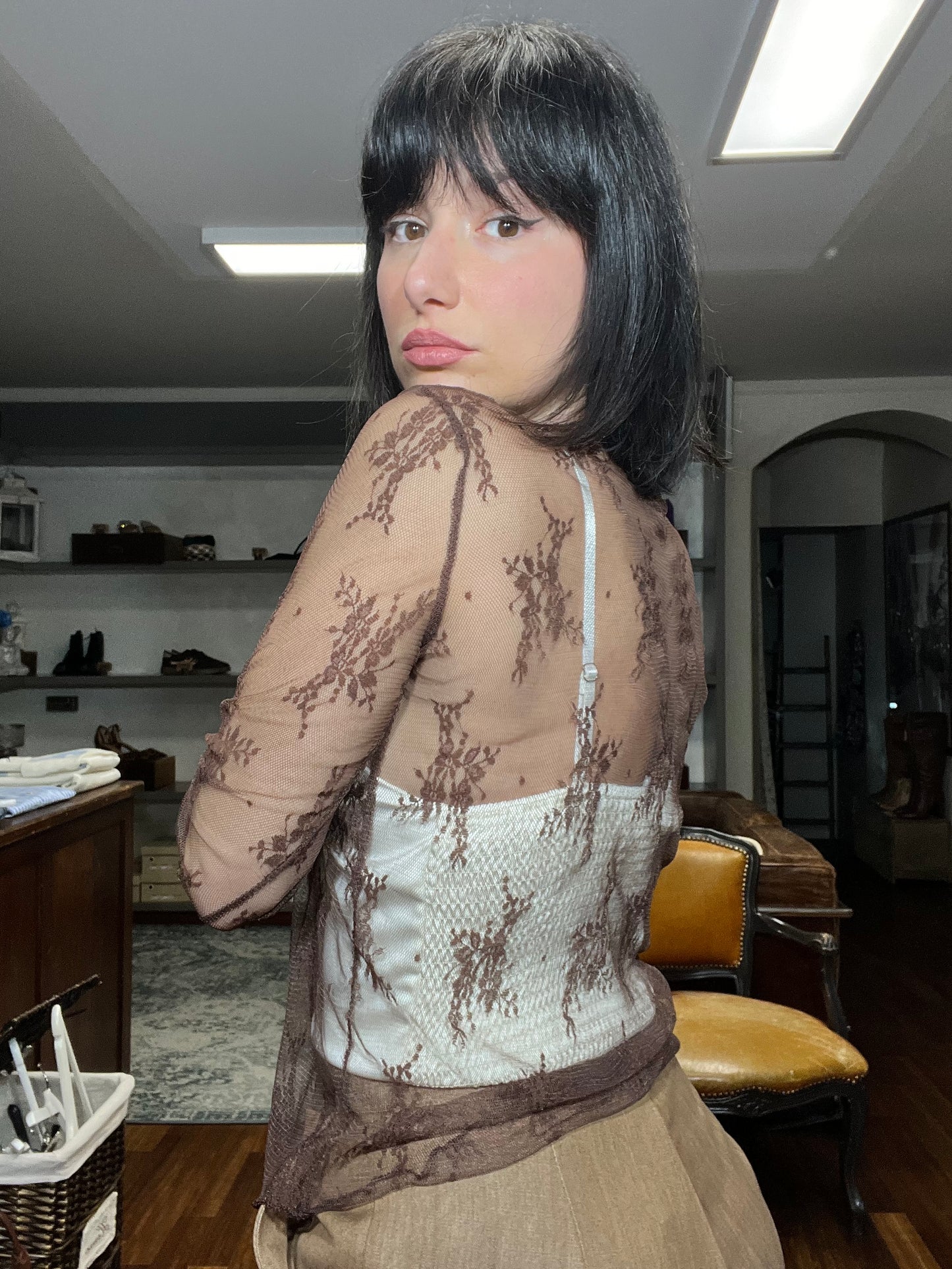 Lokita-top in pizzo trasparente - Galleria 77