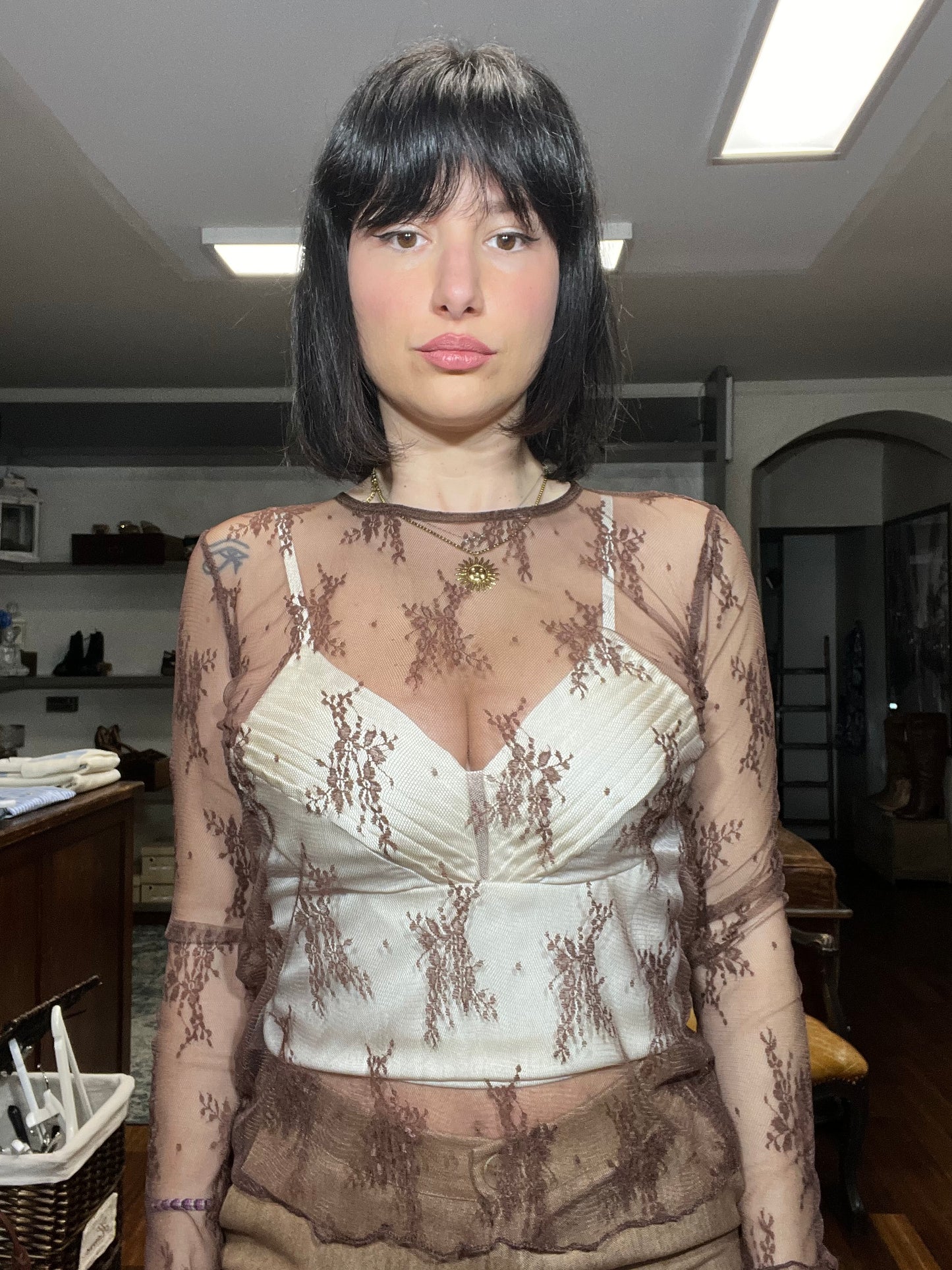 Lokita-top in pizzo trasparente - Galleria 77