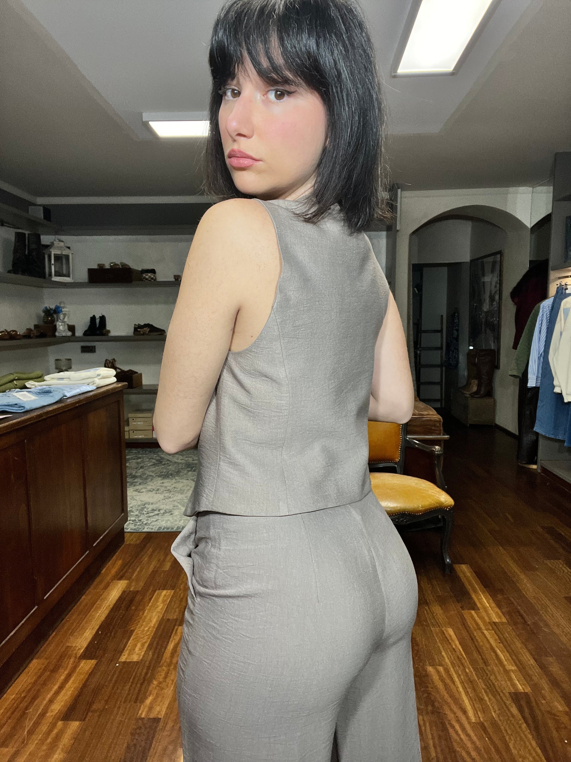 Lokita-pantalone dritto misto viscosa - Galleria 77