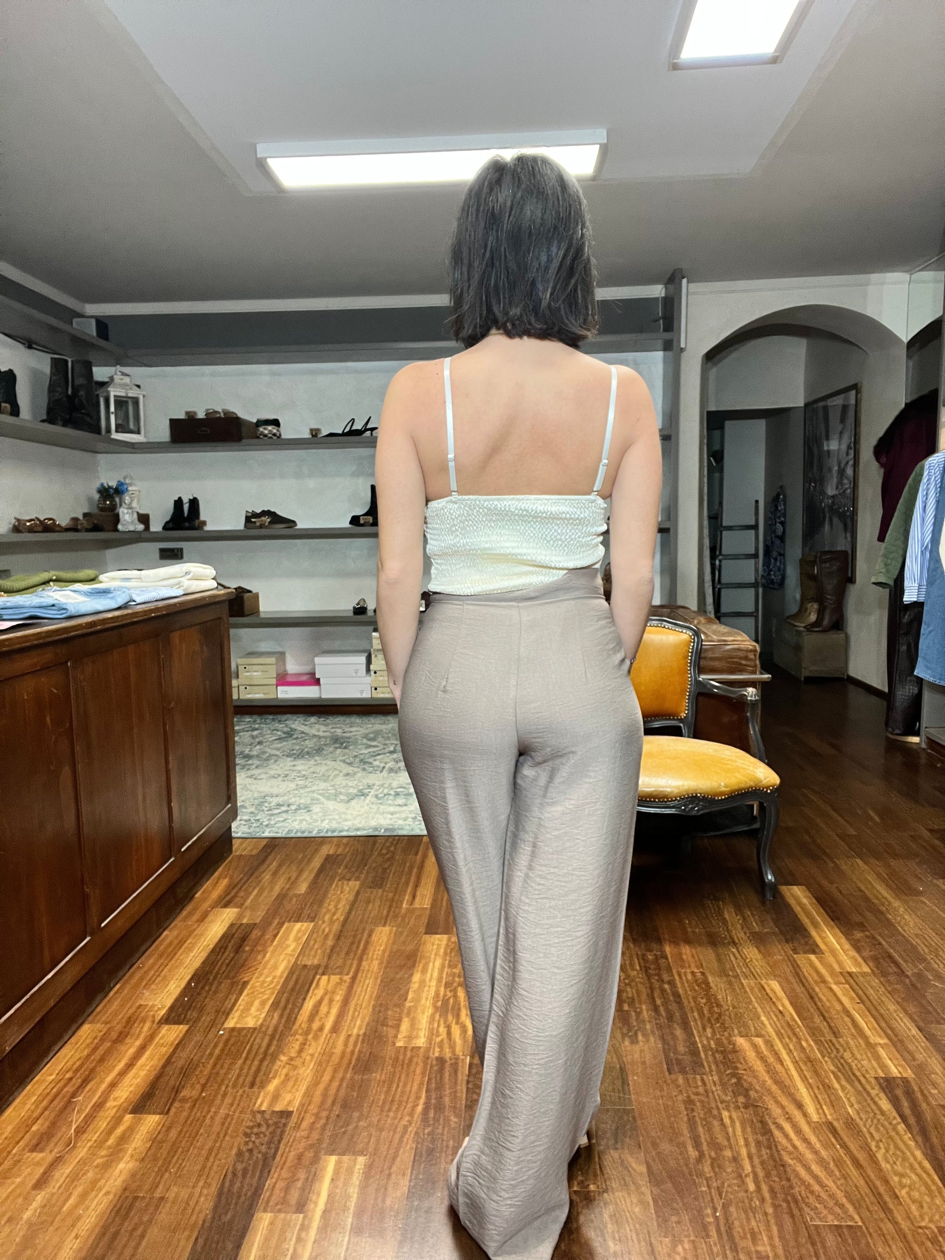 Lokita-pantalone dritto misto viscosa - Galleria 77