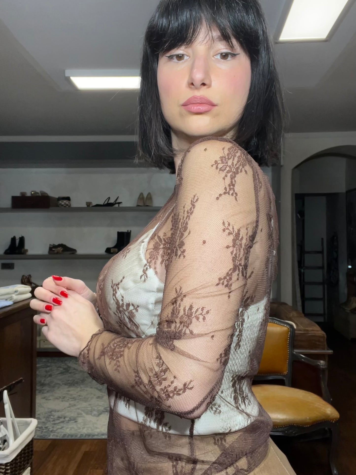 Lokita-top in pizzo trasparente - Galleria 77