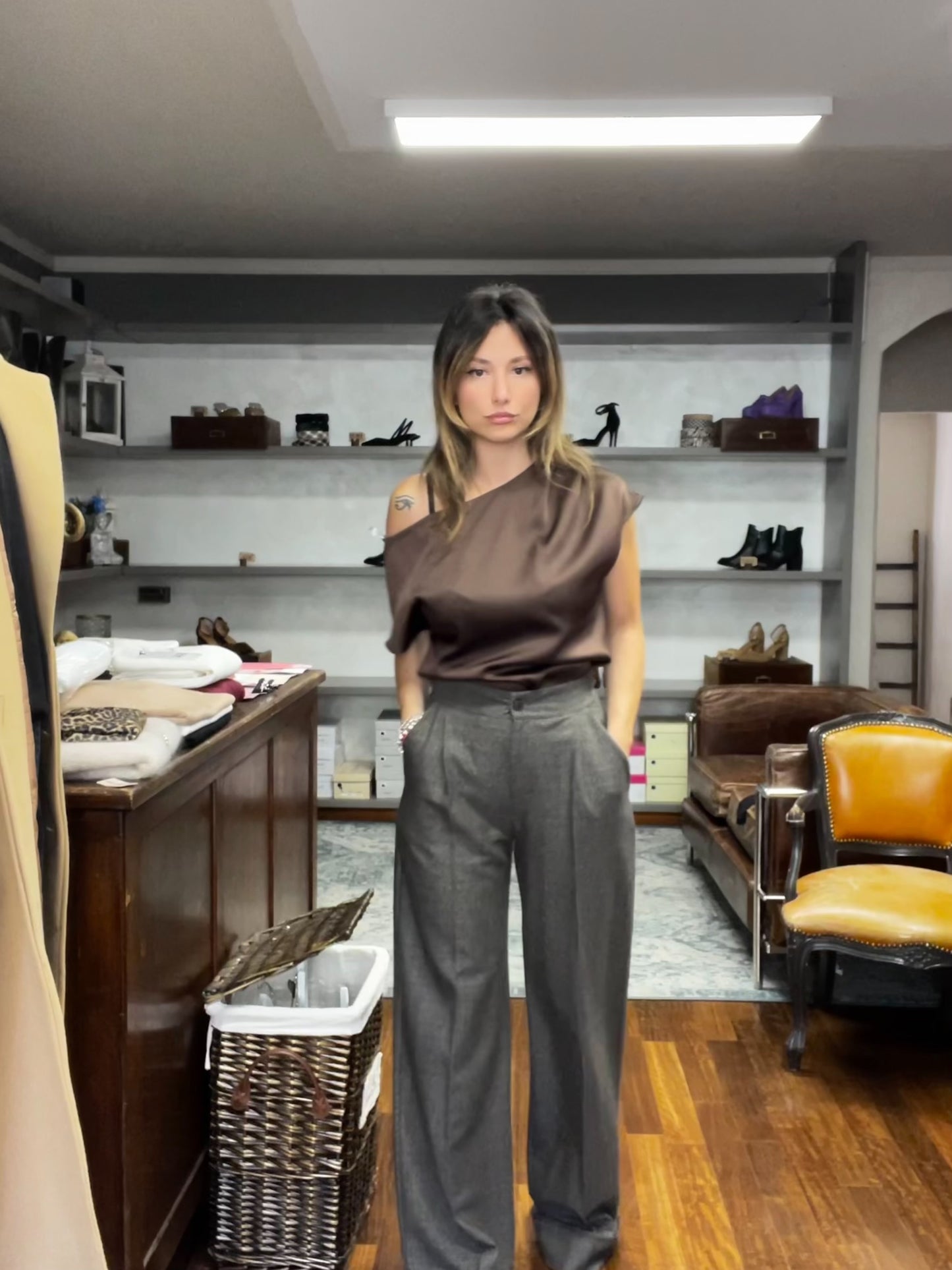 Lokita - pantalone palazzo pied de poule