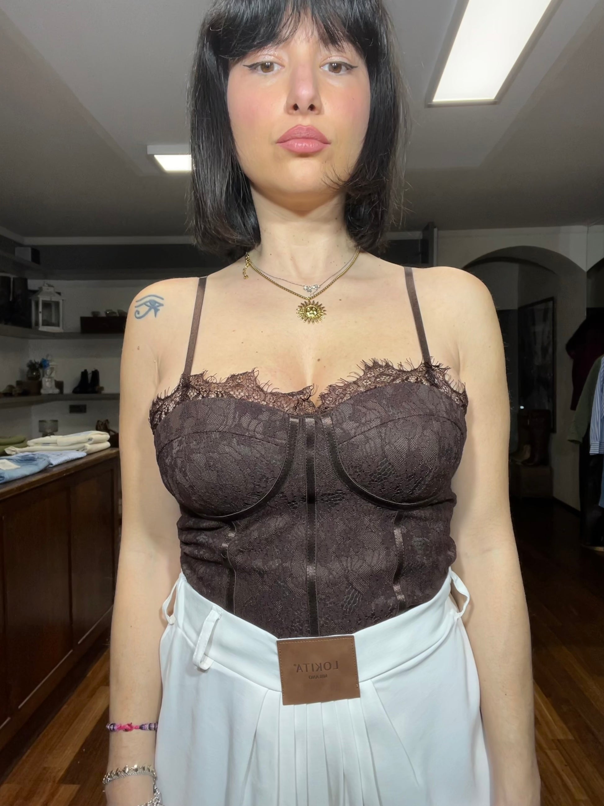 Lokita- top corsetto in pizzo - Galleria 77