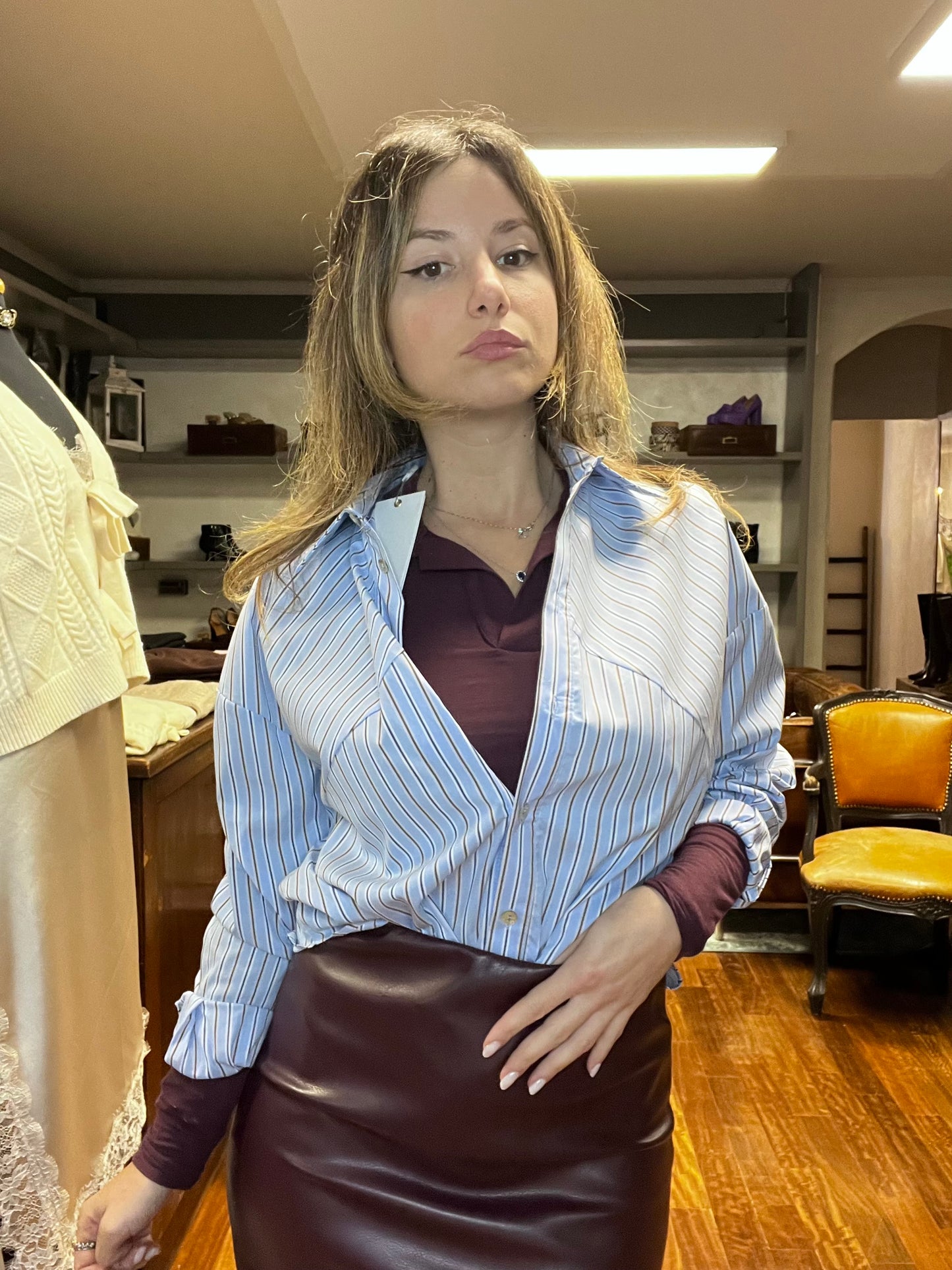Lokita- camicia over righe