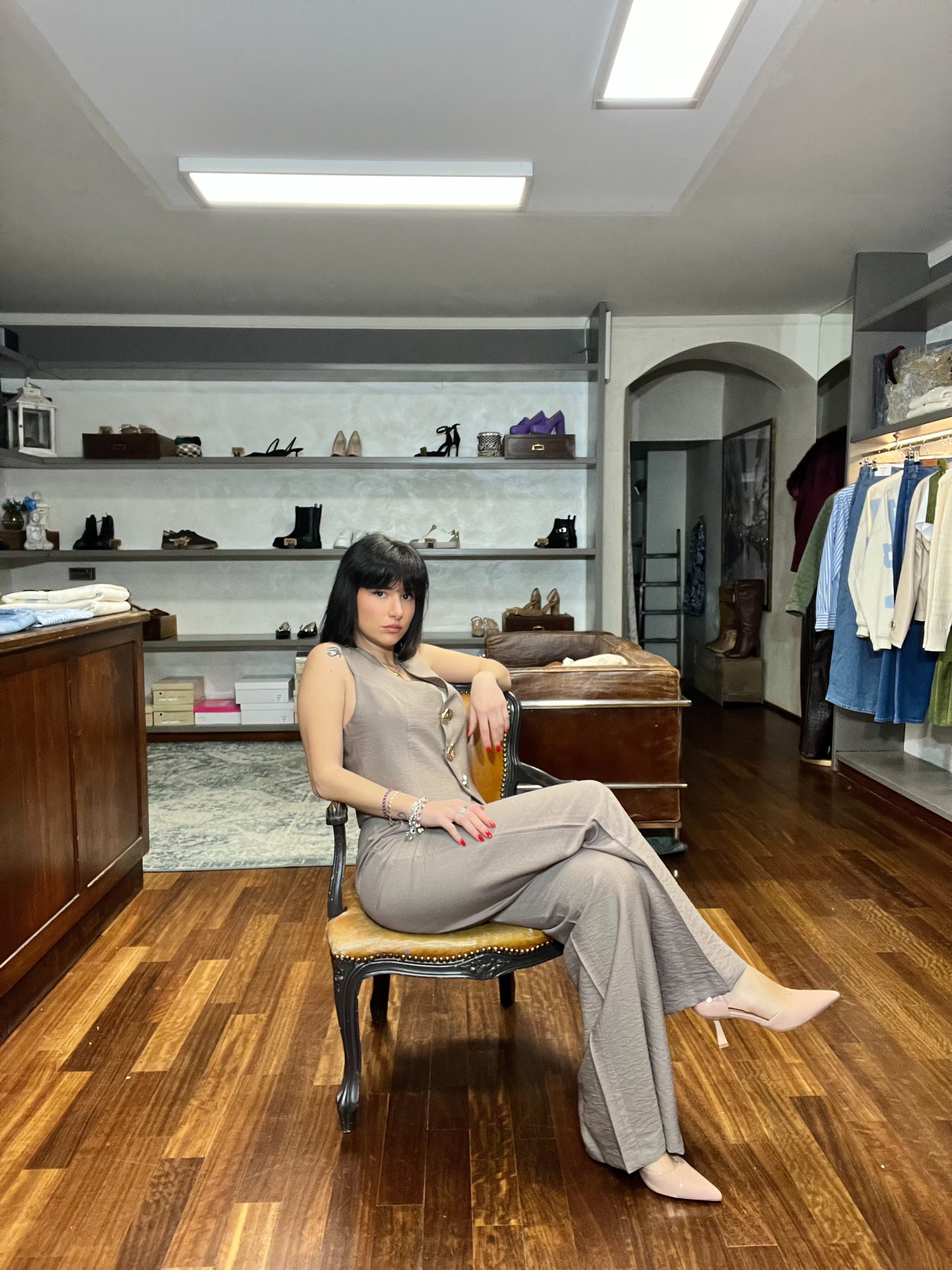 Lokita-Gilet misto viscosa bottoni oro - Galleria 77